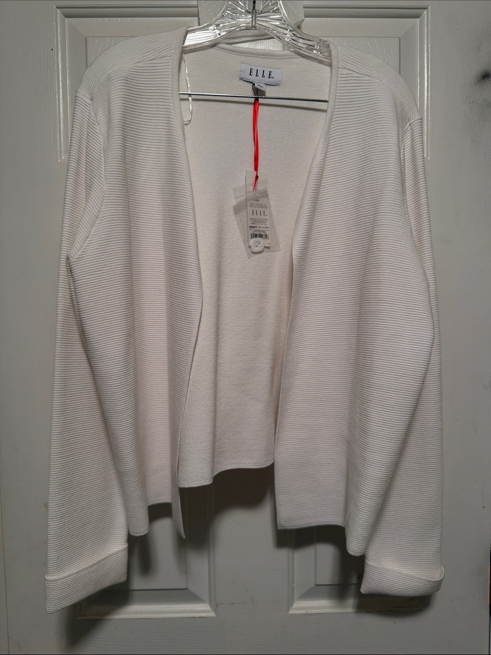 ELLE Open-Front Cardigan Sweater in Cream White